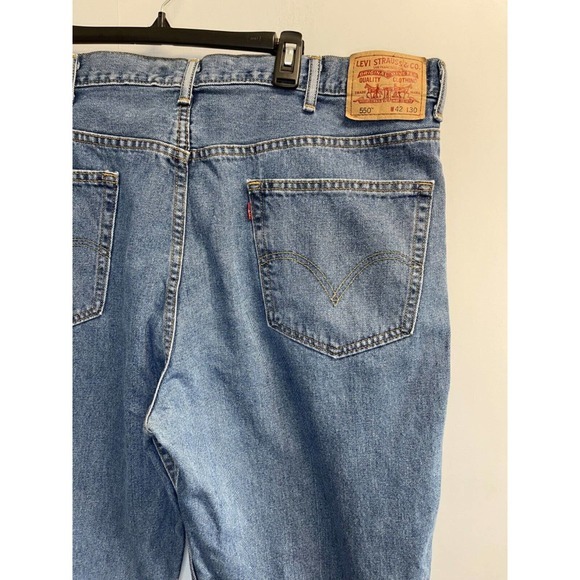 Levi's Men's 550‎ 42X30 Stonewash Jeans Relaxed Fit Straight Leg Denim Red Tab - Picture 4 of 5
